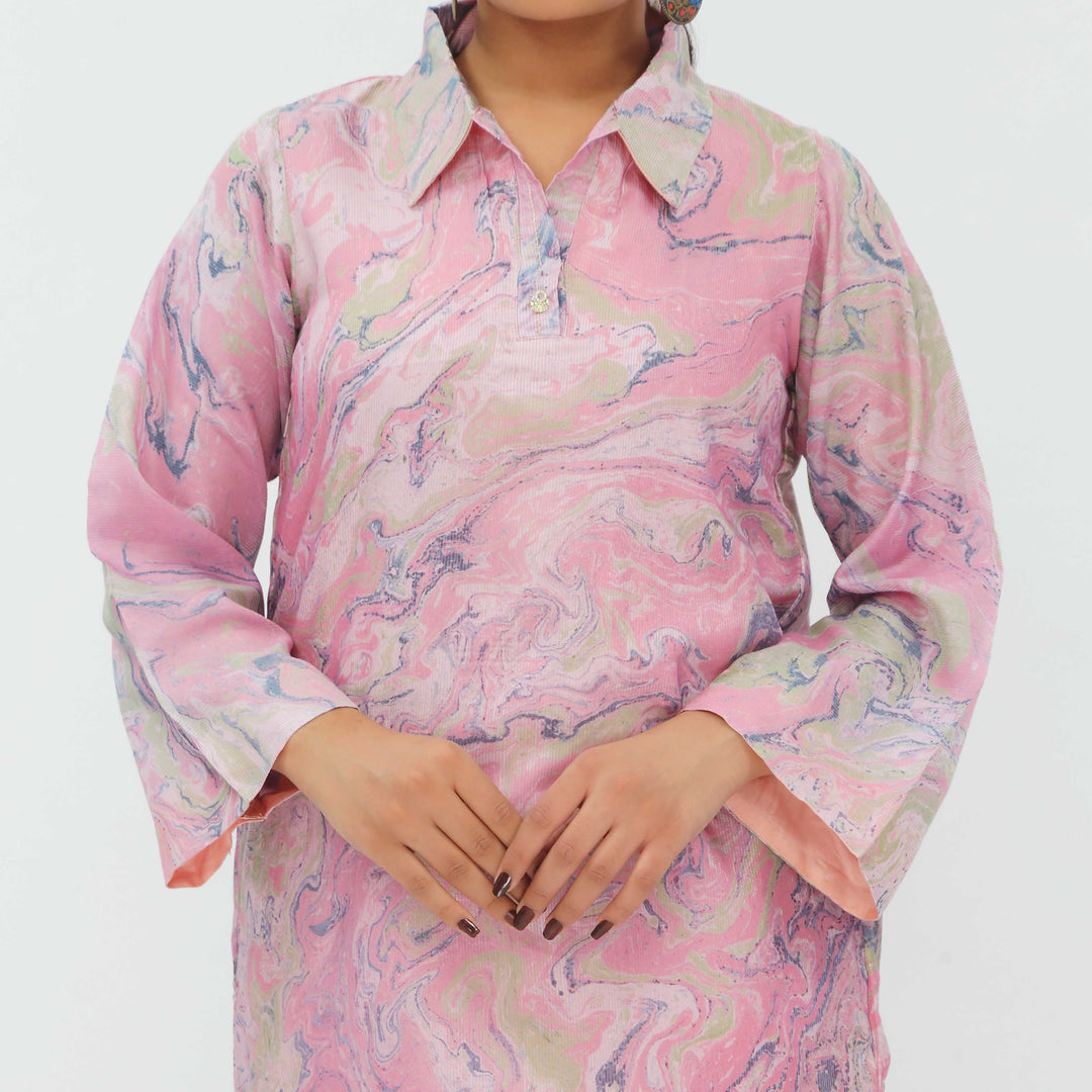 1PC- Hand Painted Khadi Net Shirt PS5360