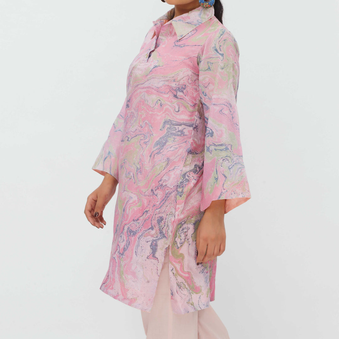 1PC- Hand Painted Khadi Net Shirt PS5360