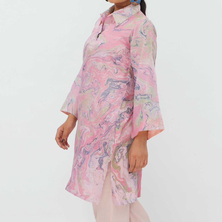 1PC- Hand Painted Khadi Net Shirt PS5360