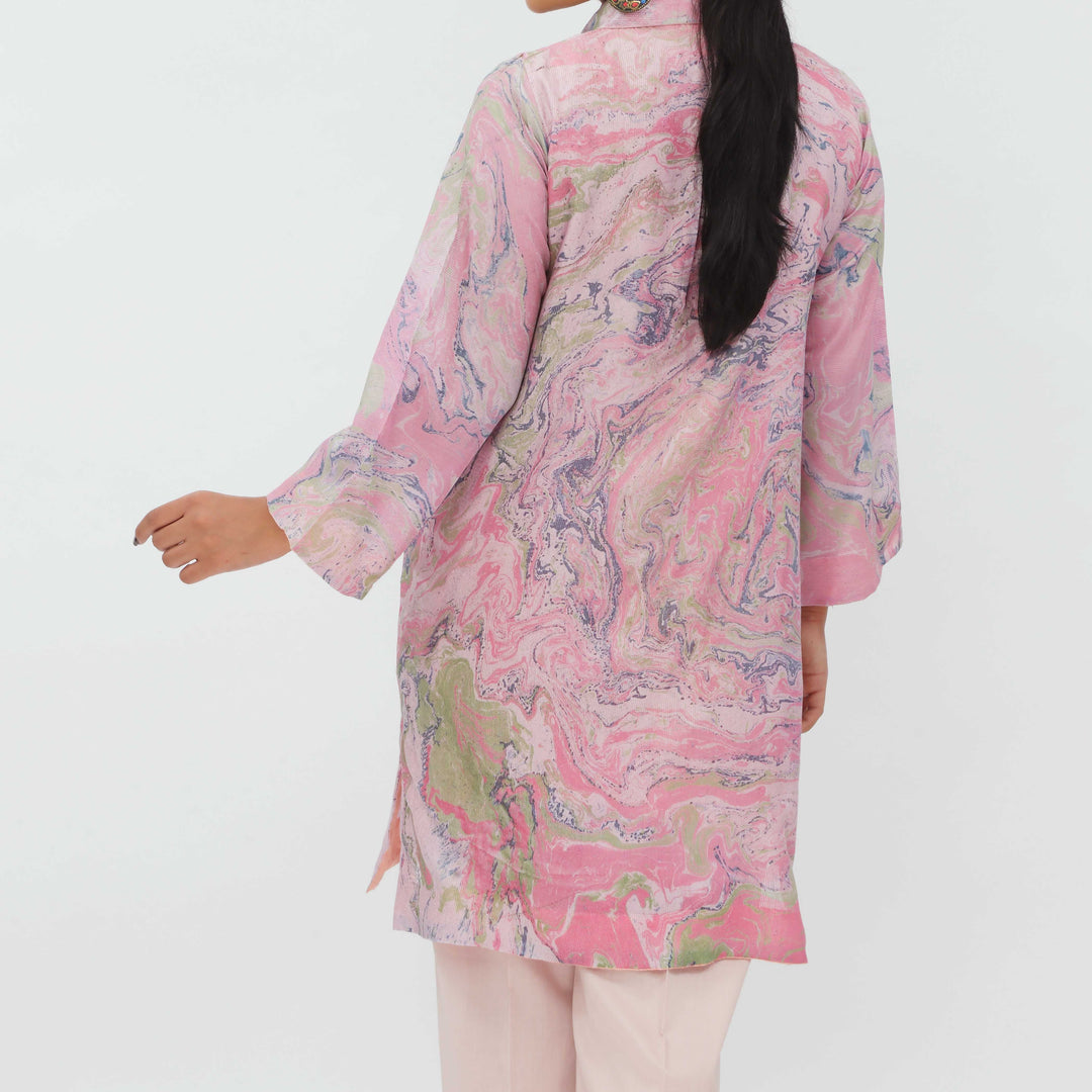 1PC- Hand Painted Khadi Net Shirt PS5360