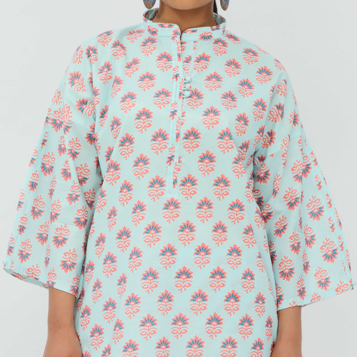 2PC- Digital Printed Cotton Cambric Co-ord Set PS5366