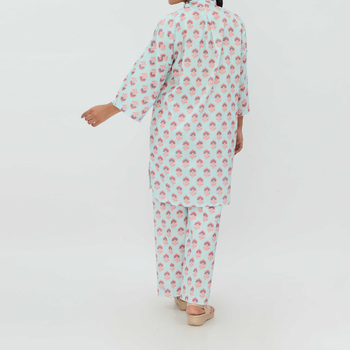2PC- Digital Printed Cotton Cambric Co-ord Set PS5366