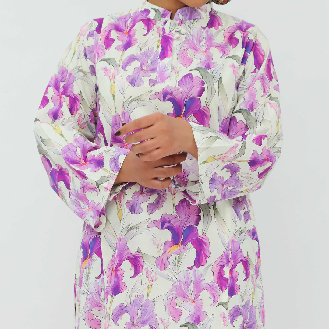 2PC- Digital Printed Cotton Cambric Co-ord Set PS5369