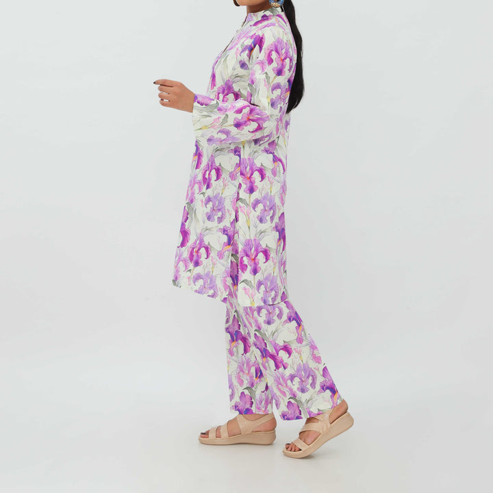 2PC- Digital Printed Cotton Cambric Co-ord Set PS5369