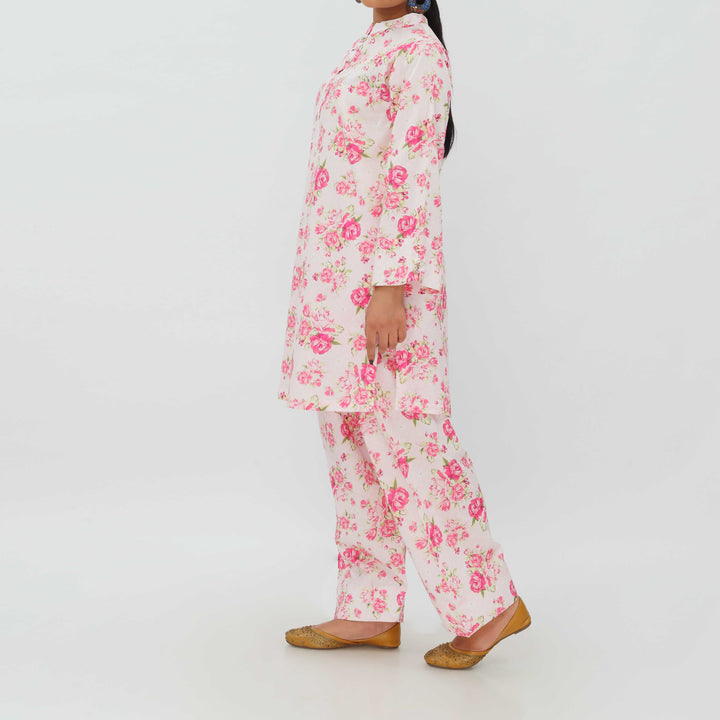 2PC- Digital Printed Cotton Cambric Co-ord Set PS5377