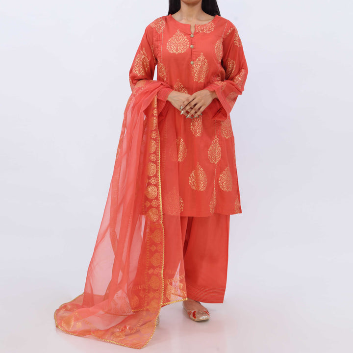 3PC- Cotton Cambric Printed Suit PS5378