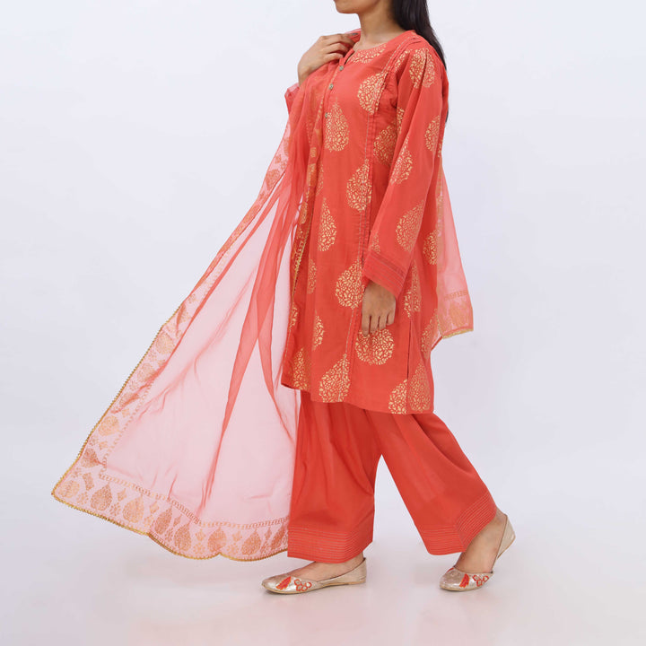 3PC- Cotton Cambric Printed Suit PS5378