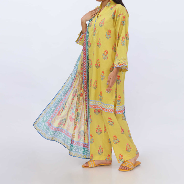 3PC- Digital Printed Cotton Cambric Suit PS5431
