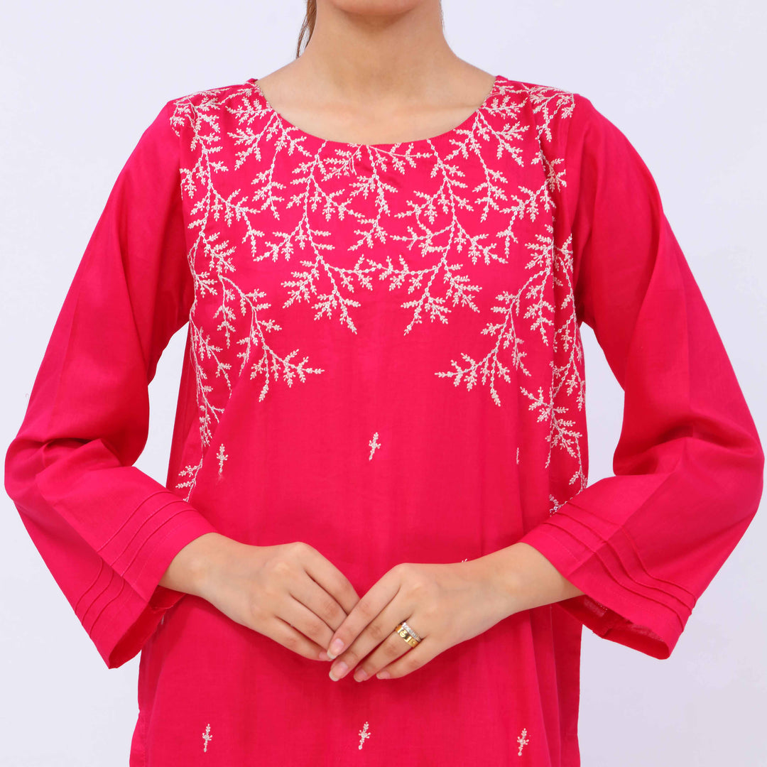 2 PC- Embroidered Cambric Suit PS5446