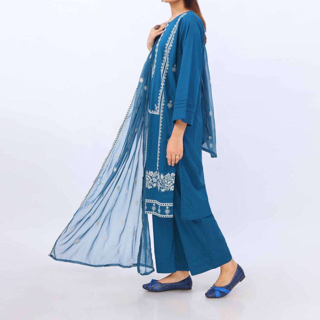 3 PC- Embroidered Cambric Suit PS5449