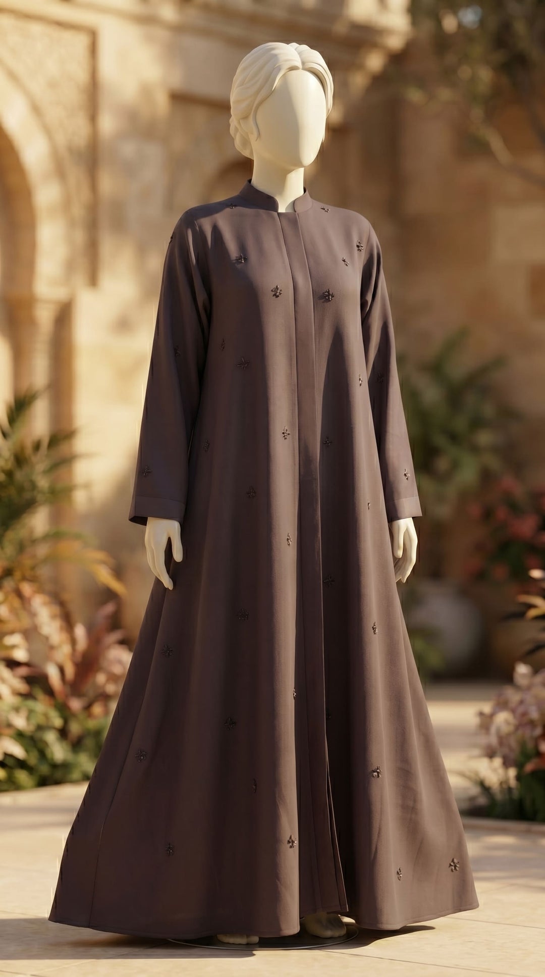 Brown Grip Silk Abaya PS618102
