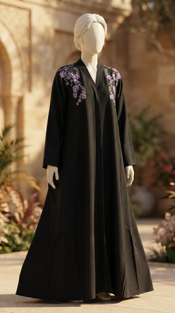 Black Grip Silk Abaya PS618201