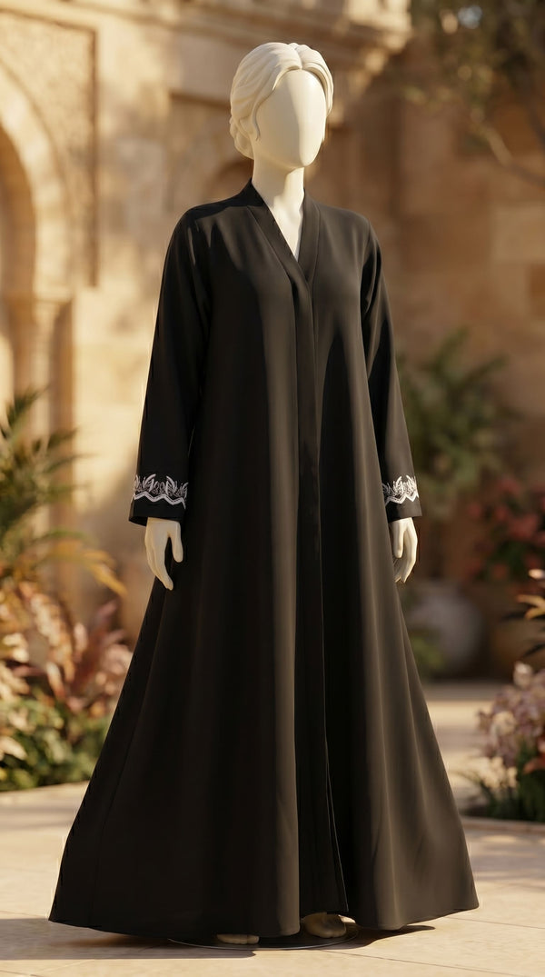 Black Grip Silk Abaya PS619101