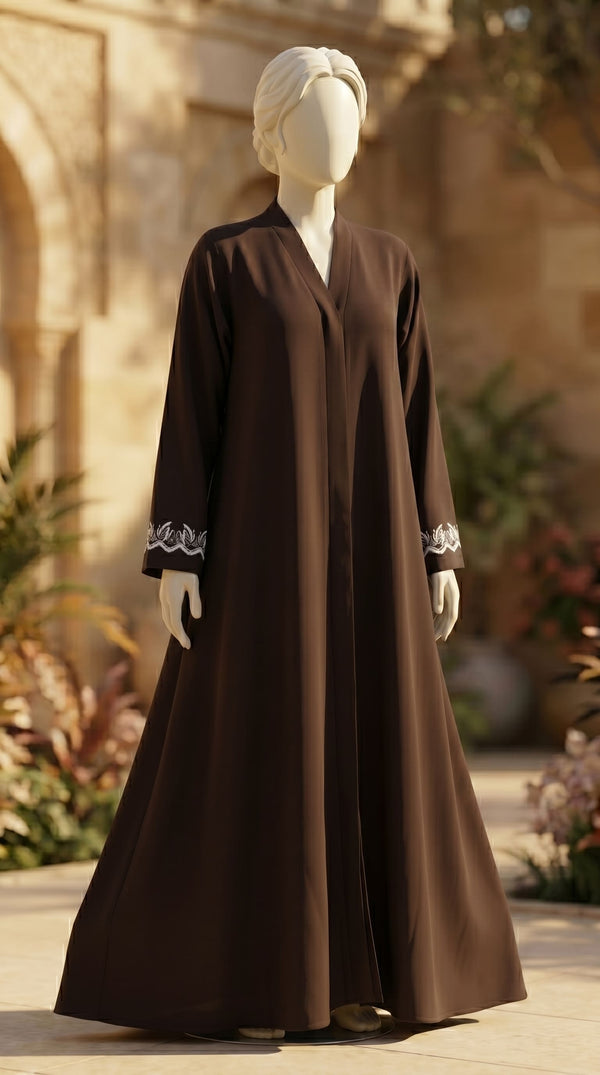 Brown Grip Silk Abaya PS619102