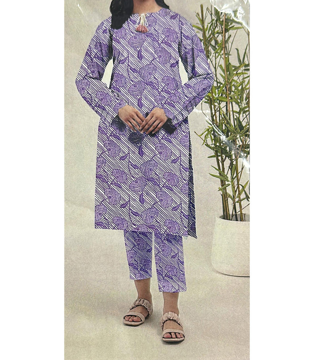 2PC- Unstitched Digital Printed Cambric Suit PS9302