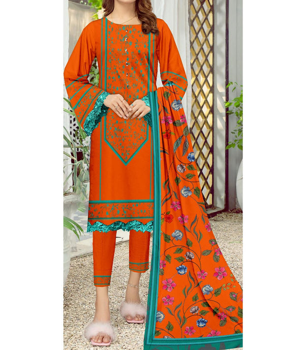 3 PC- Unstitched Digital Printed Cambric Suit PS9458