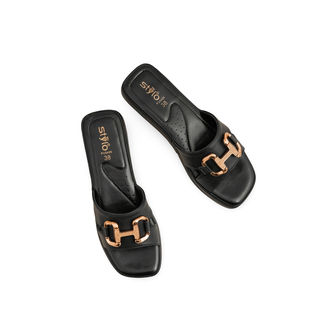 Black Formal Slipper For Ladies PU0426
