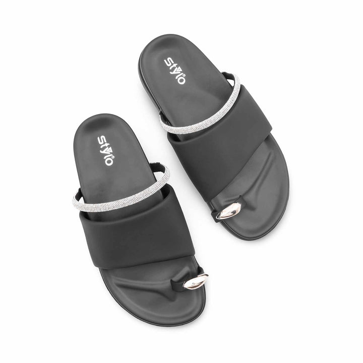 Black Formal Chappal For Women PU0745