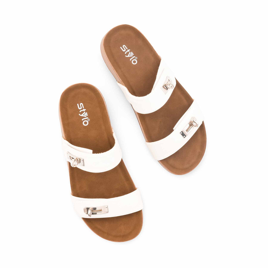 White Formal Slipper For Ladies PU0747