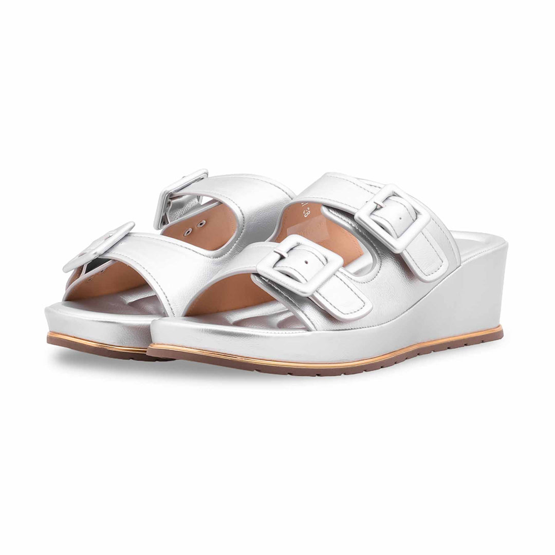 Silver Formal Slipper For Ladies PU0763
