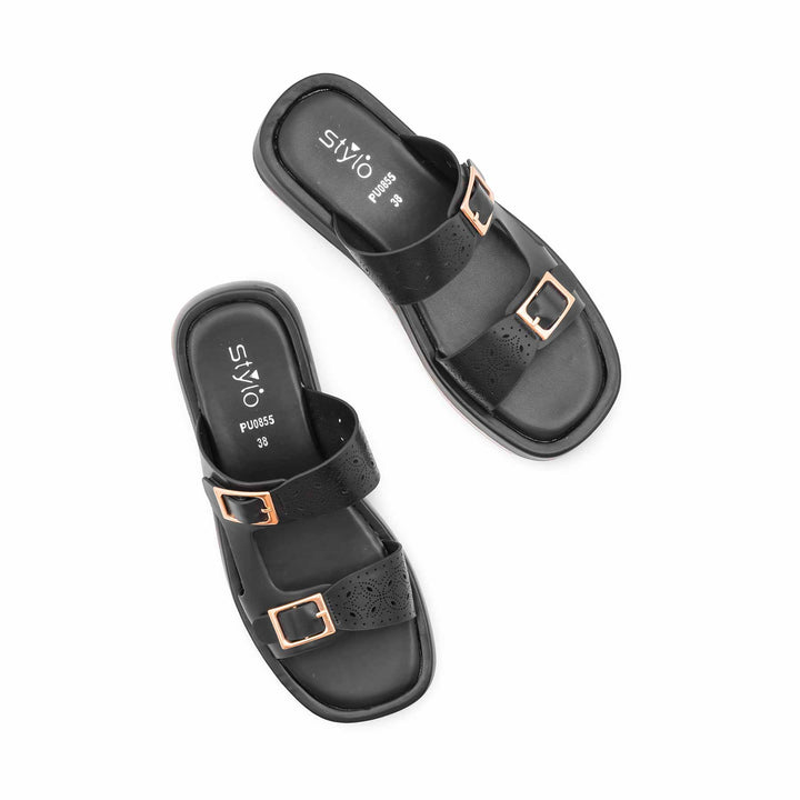 Black Formal Slipper For Ladies PU0855
