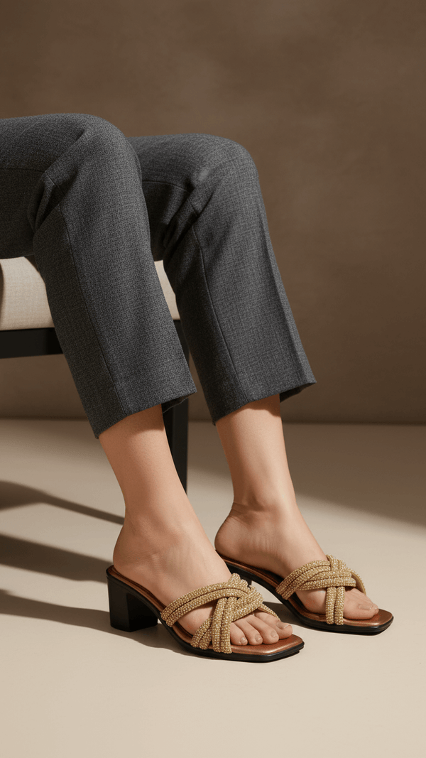 Golden Formal Slipper For Women PUS010