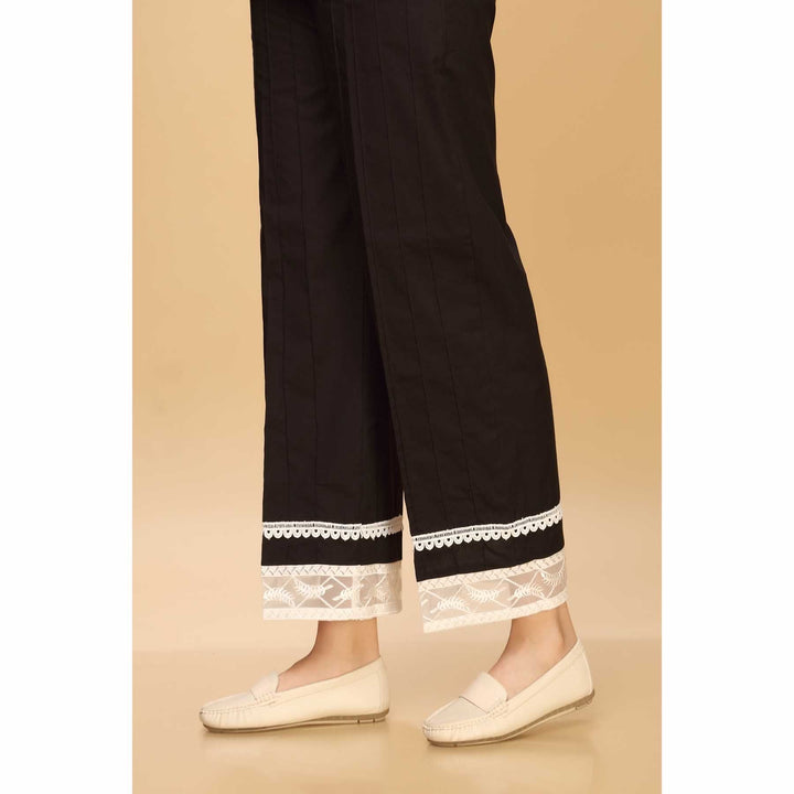 Cambric Plain Trouser Embellished with lace