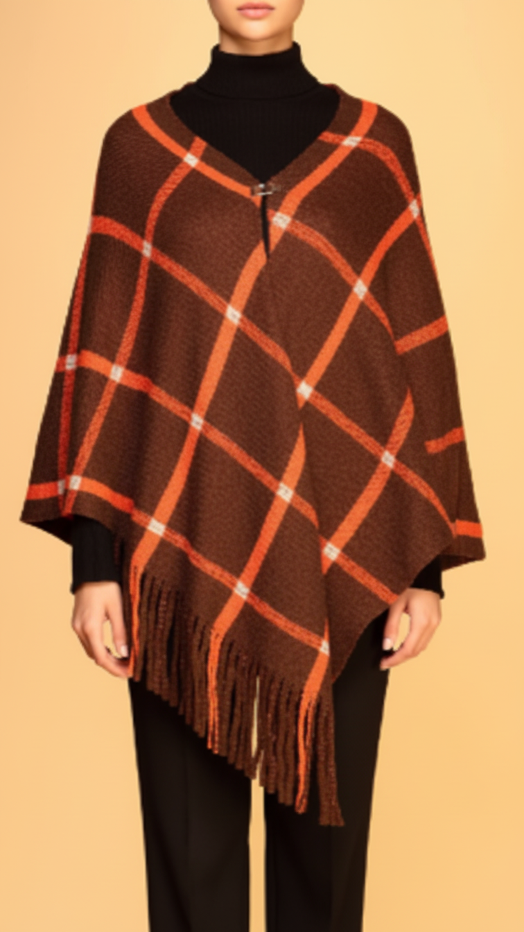 Brown Winter Cape Shawl PW1817