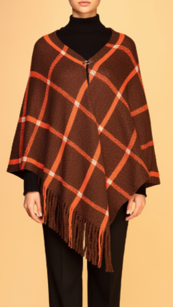 Brown Winter Cape Shawl PW1817