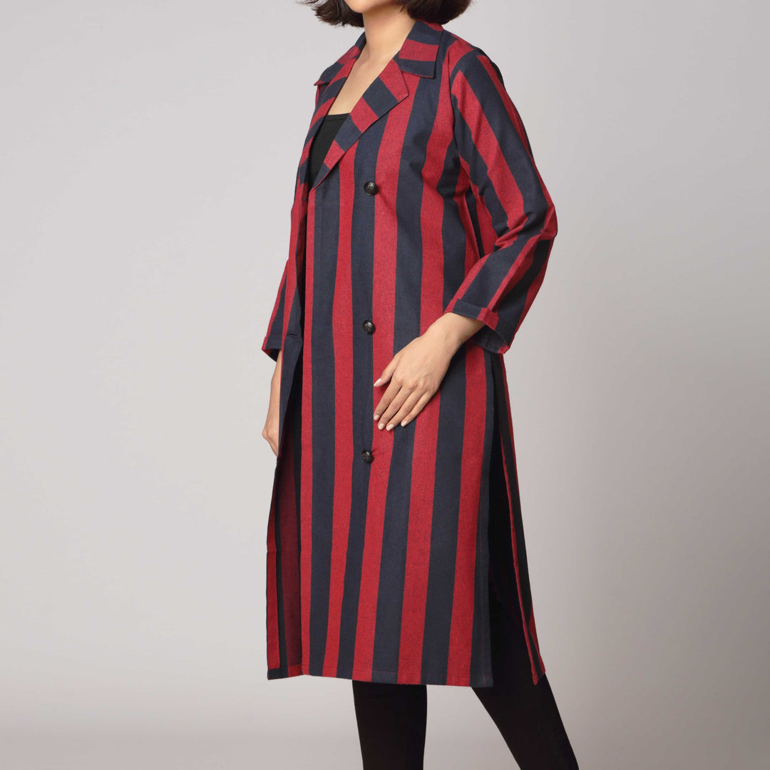 1PC- Stripe Over Coat