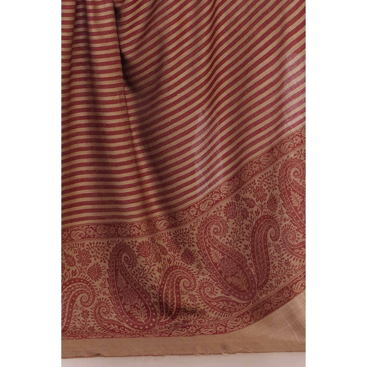 Maroon Striped & Border Shawl PW2710