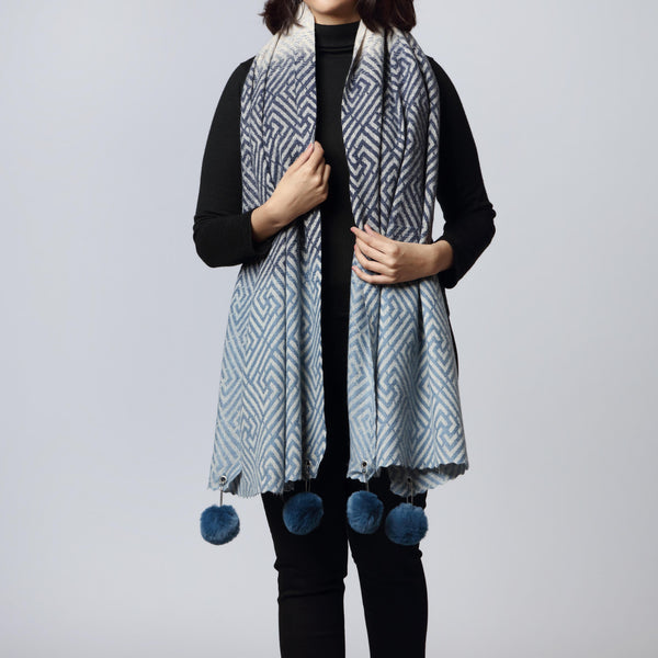 Navy Two Tone Winter Shawl PW2734