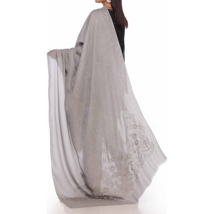Grey Aari Embroidered Shawl PW2736