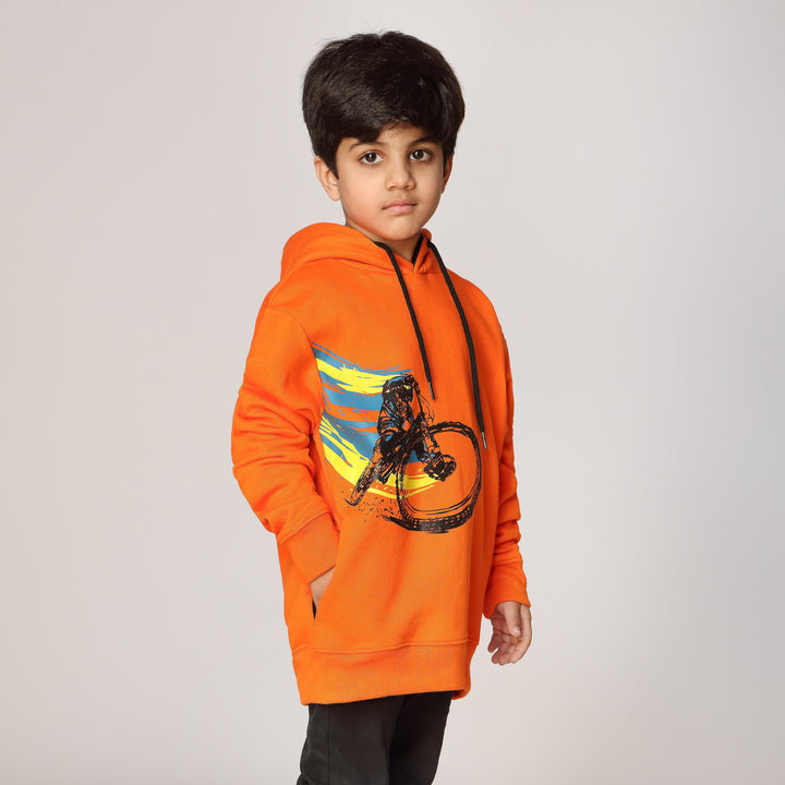 Boys Orange Fleece Puller Hoodie PW2861