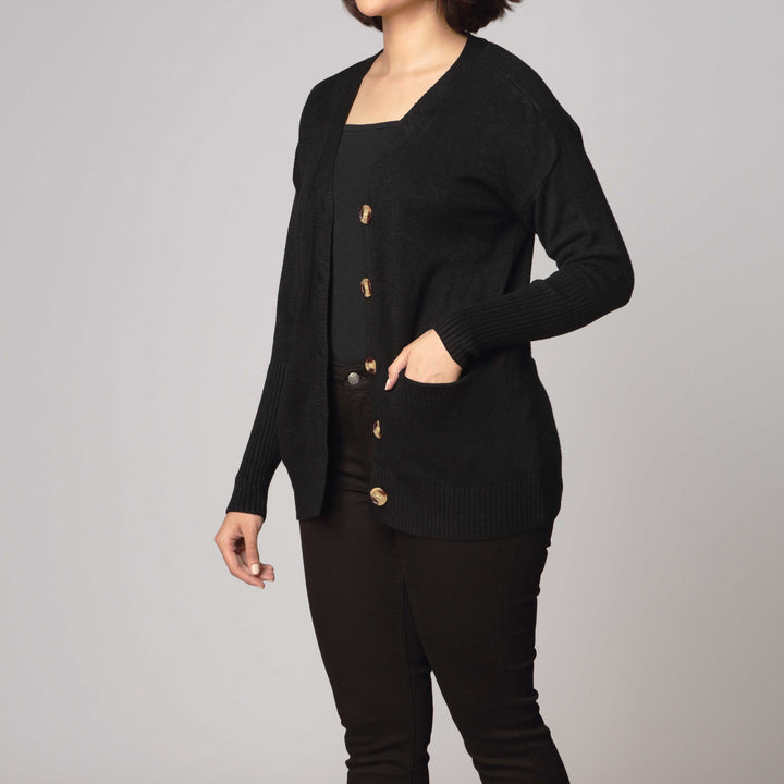 Black Mid Length Cardigan PW2903