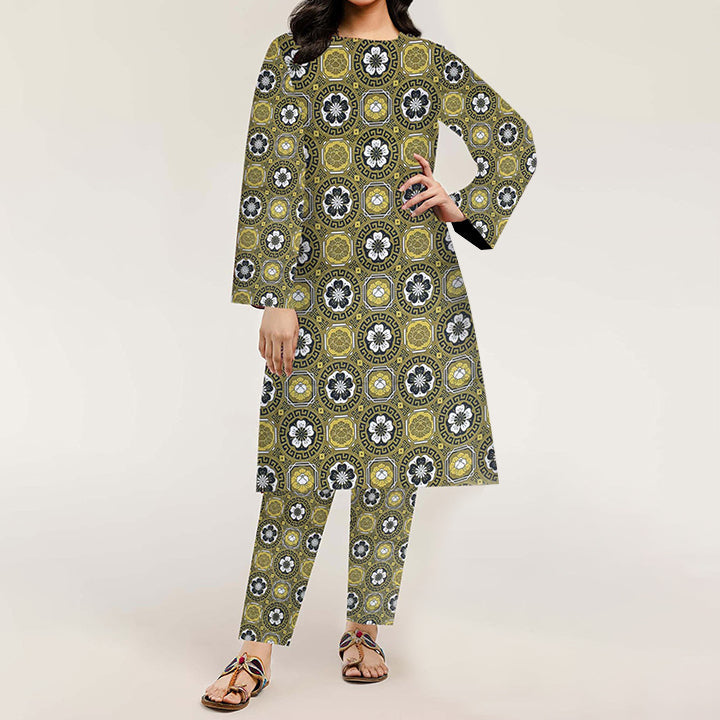2PC- Digital Printed Cambric Suit PW3463