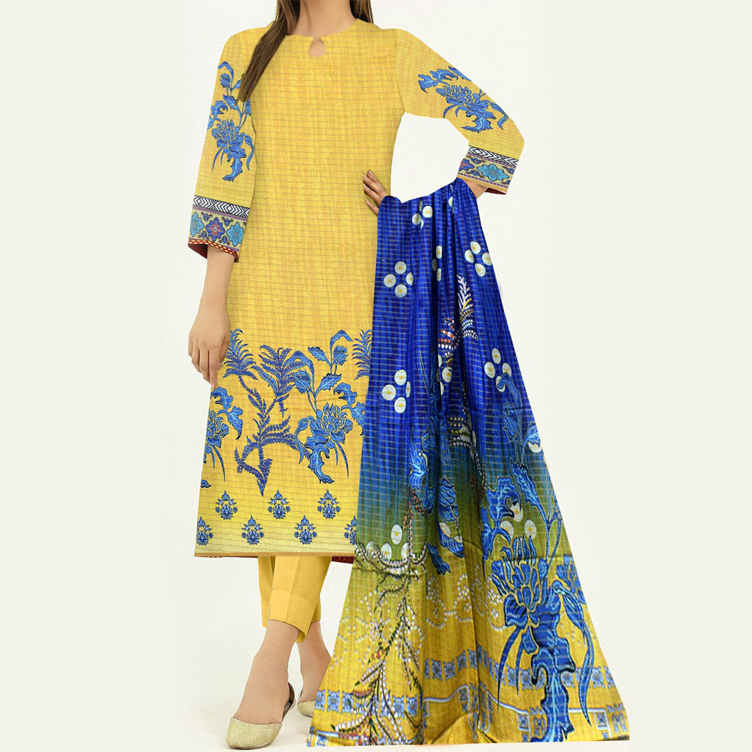 3PC- Digital Printed Khaddar Suit PW3474