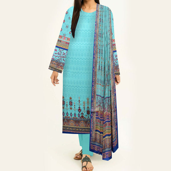 3PC- Unstitched Digital Printed Linen Suit PW3486