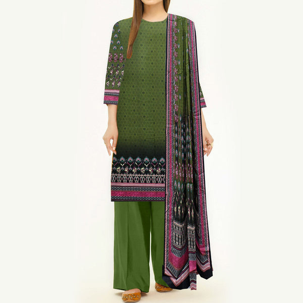 3PC- Unstitched Digital Printed Linen Suit PW3487