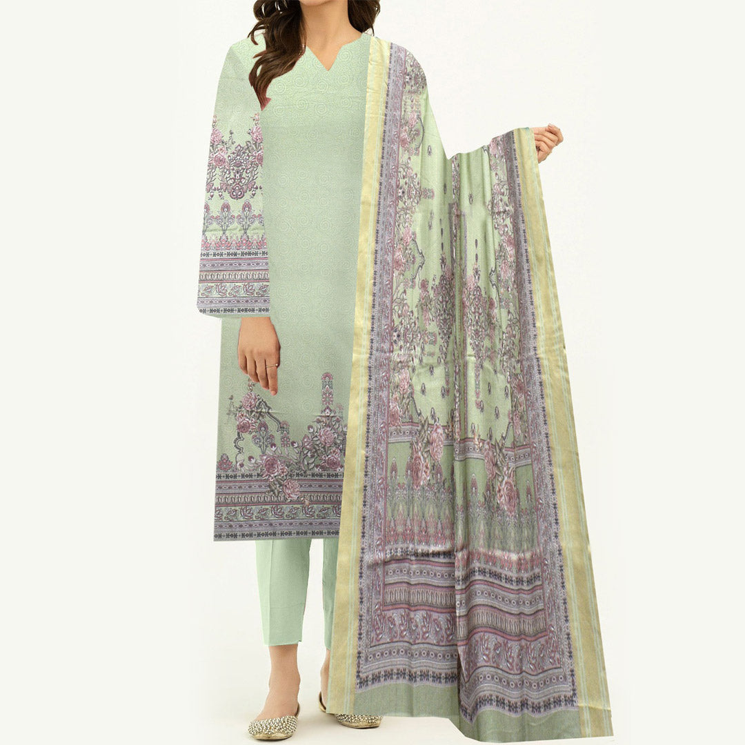3PC- Digital Printed Dhanak Suit PW3490