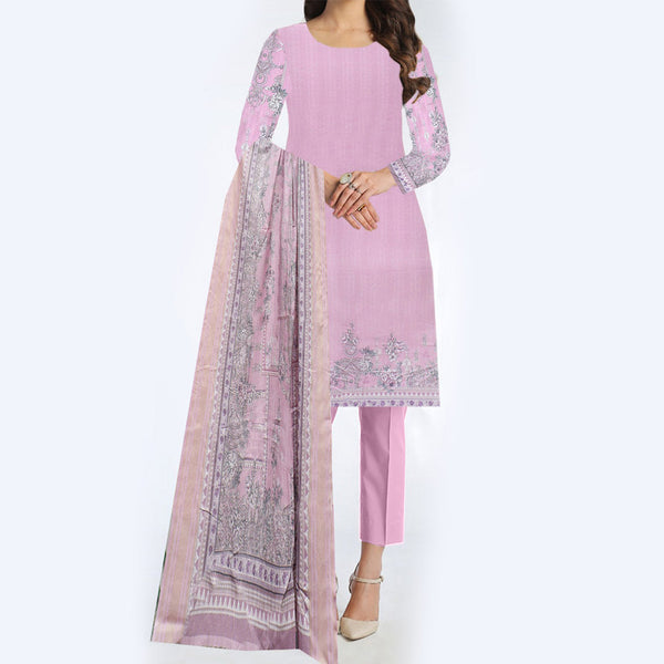3PC- Unstitched Digital Printed Dhanak Suit PW3498