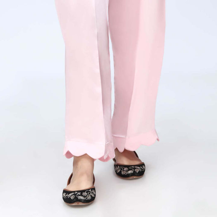 Pink Scallops Grip Silk Straight Trouser  PW3645