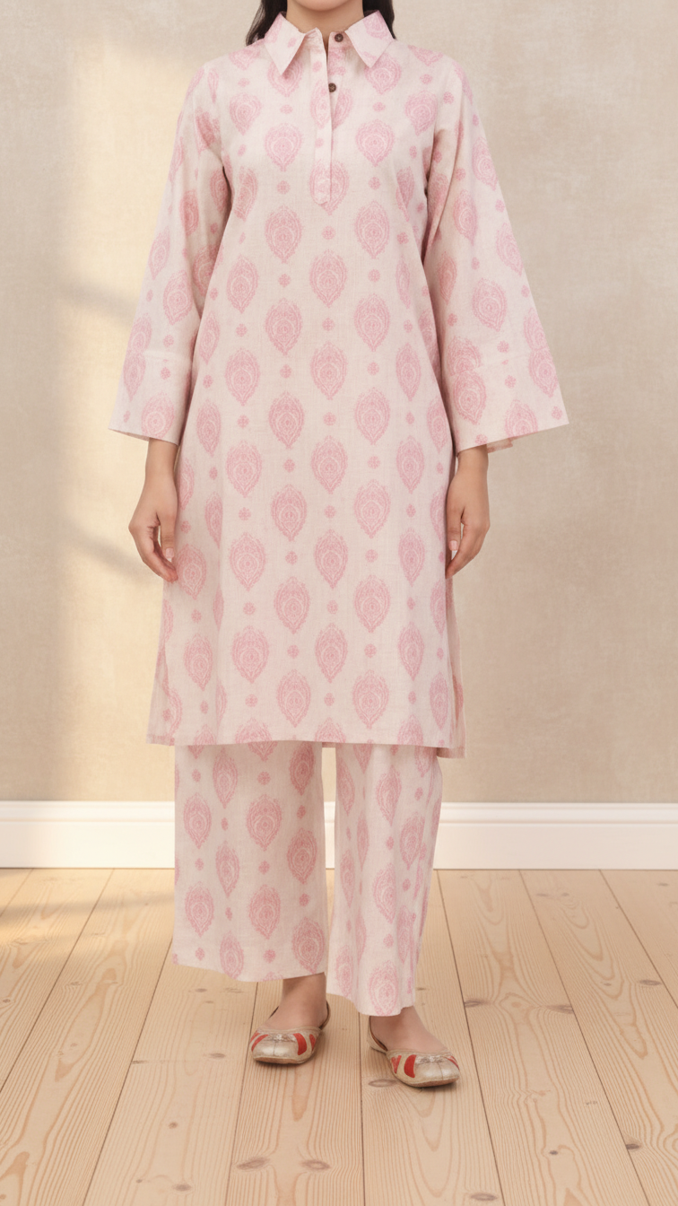 2PC Digital Printed Cotton Cambric Co-Ord Set PW5028