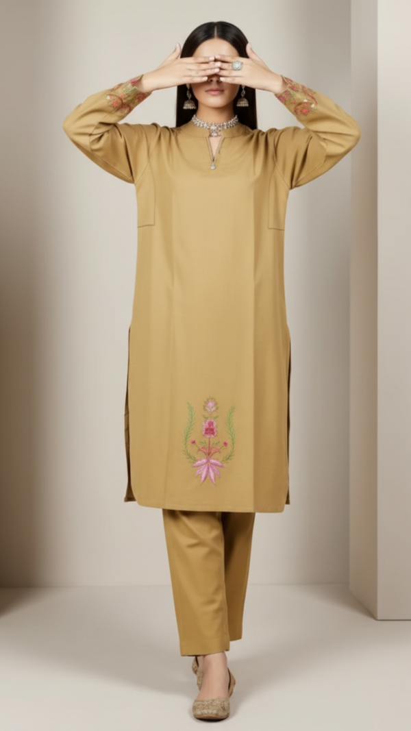 2PC Embroidered Slub Khaddar Suit PW5046