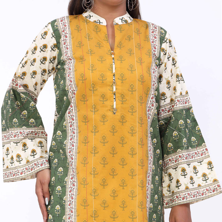 Green Printed Cambric Shirt PW5055