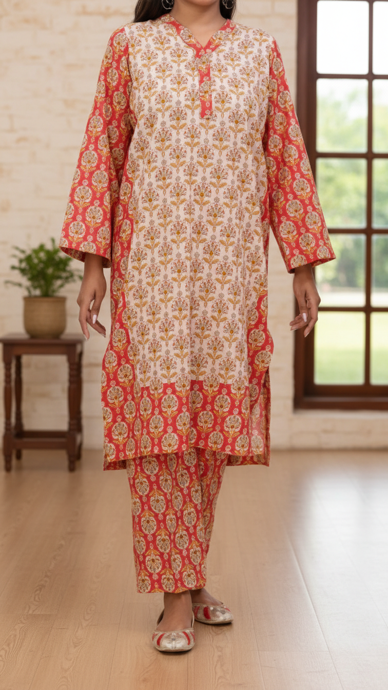 2PC- Cotton Cambric Printed Suit PW5065