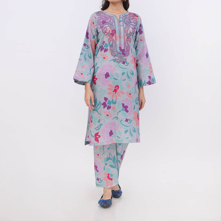 2PC- Digital Printed Cotton Cambric Co-Ord Set PW5073