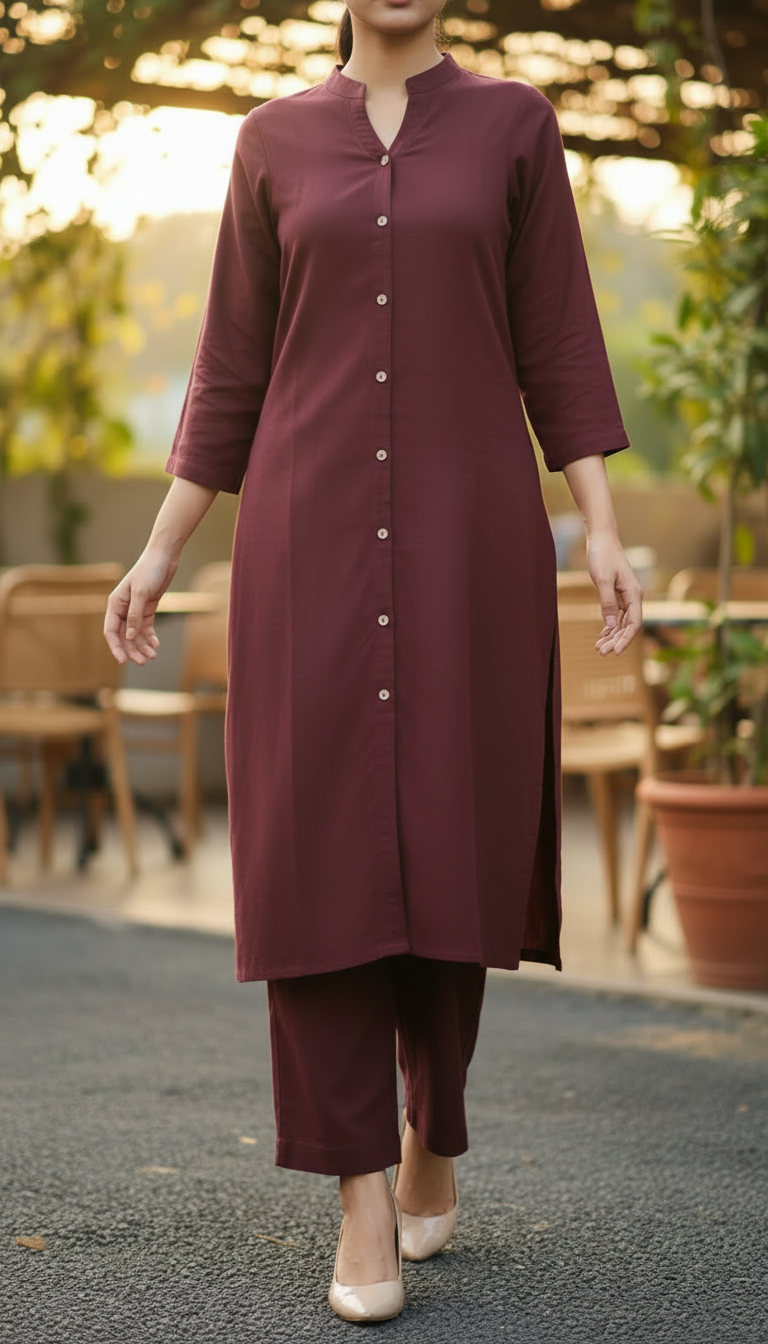 2 PC Dyed Slub Khaddar Suit PW5174