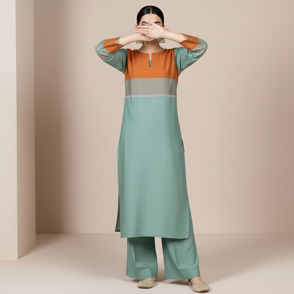 2PC Yarn Dyed Viscose Staple Suit PW5175