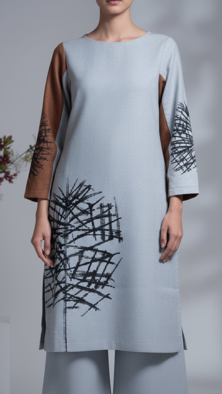 Digital Printed Slub Khaddar Shirt PW5324